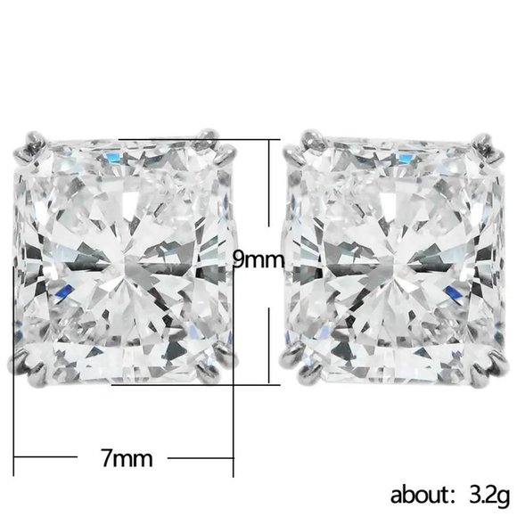 🎁 Dazzling Rectangle Emerald cut Diamond CZ Earring for Women, HA4493 - Picture 3 of 5